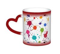 Abstract Paint Splashes Print Thermal Color Changing Mug, Ceramic Coffee Cup, Magic Mug for Home Office Cafe