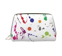 Abstract Paint Splashes Printed Large Makeup Organizer Versatile Toiletry Case with Secure Zipper Closure for Women