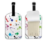 Abstract Paint Splashes Printed,Luggage Tags Pu Leather Name Tag Travel Suitcase Identifier ID Tags Durable Baggage Label 2 pcs