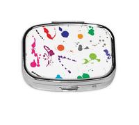 Abstract Paint Splashes Printed,Meta Pill Box 2 Compartment Medicine Case,Portable Organizer,Rectangle Meta Portable Organizer Pill Box 887 Compartment Medicine Case