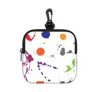 Abstract Paint Splashes Printed, Square Zipper Storage Bag, Neoprene Coin Purse, Small Wallets, Change Pouch, Change Purse