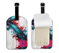 Abstract Paint Splashes Printed Suitcase Tag, Microfiber Leather Travel Shield, Secure Privacy Label, for Backpack ID