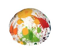 Abstract Paint Splashes Shower Cap For Women Reusable Double Layers Bathing Bath Cap Hair Caps Waterproof Elastic Band Ladies Spa Salon Shower Hat Hair Caps