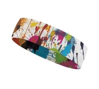 Abstract Paint Splashes Sports Headbands for Man, Non Slip Sweatbands for Running, Stretchy Breathable Hairband for Cycling, Football, Yoga, Fitness Workout, Washing Face
