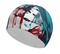 Abstract Paint Splashes Swim Cap for Adult, Elastic Fabric Swimming Cap, Comfortable Bathing Cap for Long & Short Hair