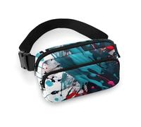 Abstract Paint Splashes Waist Bag Fashion Fanny Bag with Adjustable Strap for Outdoor Workout Cycling Unisex, white, 20x13cm, Waist Bag