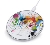 Abstract Paint Splashes Wireless Charger with USB Cable,Aluminum Alloy Frame 10W Max Compatible Fast Wireless Charging Pad- 3.2ft Cable Included for Travel Home Office Desk