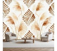Abstract Painted Leaves Yellow Wallpaper Paste The Wall Mural 200x140cm(W x H) Feature Wallpaper Plant Leaves Door Stickers for Interior Doors Living Room Bedroom Wall Mural