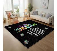 Abstract Painted Turtle Washable Rugs for Living Room 80x150cm Area Rugs Non-Slip Backing Stain Resistant Lightweight Low-Pile Carpet Colorful Sea Turtle Rug for Bedroom, Kitchen, Hallway