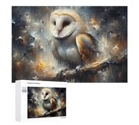 Abstract Painting - Barn Owl Perched on Branch Puzzle for Adults, 1000 PCS, Illustrated Jigsaw Edition, Shared Puzzle Time for Family And Friends, at Home