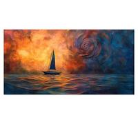 Abstract Painting by Numbers for Adults Boat Paint by Number Kits for Children Sip and Paint Kit for Adults DIY Painted Mini Paintings by Numbers Kids with Acrylic Pigment 14x28in Without Frame u-183