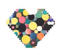 Abstract Painting of Circles Print Building Brick Block Puzzle - Heart Shaped Picture Puzzles, Wooden Picture Jigsaw Puzzles