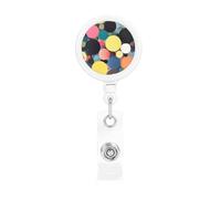 Abstract Painting of Circles Retractable Badge Holder is Durable Sturdy Comes with A Lanyard for Office Hospital Staff Wearing