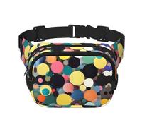Abstract painting of circles Square Double Layer Waist Bag Belt - Unisex Everywhere Fanny Pack Purse for Running, Travel, Hiking, Fitness, Black, One Size