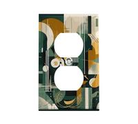 Abstract Painting of Lines Outlet Cover, American Standard Wall Plate with Screws - Heat & Impact Resistant Stainless Steel, 1-Gang Duplex Socket Cover for Home Decor