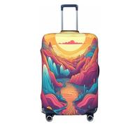 Abstract Painting of Mountains Rivers and The Moon Luggage Cover Suitcase Cover Protector Travel Suitcase Cover