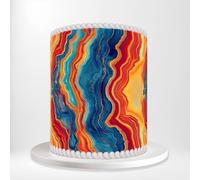 Abstract Painting with Dynamic Lines and Vibrant Colours Wrap Around Print A4 Edible Paper Icing Sheet Cake Topper Side Ribbon Border Decor for Personalised Themed Decorations