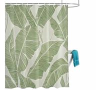 Abstract Palm Leaf Shower Curtain for Bathroom, Green Tropical Plants Modernism Waterproof Cloth Fabric Bathroom Accessories Set with 12 Rust Proof Plastic Hooks, 72” x 84”