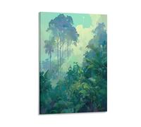 Abstract Palm Leaves Canvas Wall Art, Beautiful Forest Tropical Landscape Picture Painting on Canvas, Print Poster Decoration Artwork for Home Living Room Bedroom Wall Decor 08x12inch(20x30cm)