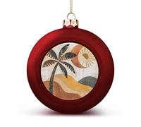 Abstract Palm Tree Christmas Balls Ornaments 4PCS Christmas Tree Hanging Ball Personalization Red-Style Xmas Trees Ball Pendant for Holiday Party Decoration Supplies