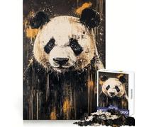 Abstract Panda Art Jigsaw Puzzles for Adults1000 Piece Tension Relief Precise Connection Playful Challenge (38x52cm)