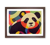 Abstract Panda Vol.1 Framed Print | A4 Walnut Framed Wall Art | Ready to Hang | Abstract Animal Picture | Living Room Bedroom Lounge Office