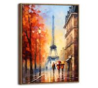 Abstract Paris Canvas Wall Art Vintage Eiffel Tower Landscape Wall Decor Retro France City Paintings Watercolor Sunset Street Scenery Artwork for Office Bedroom Living Room Home Decorations 40x60cm
