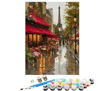 Abstract Paris Paint by Numbers for Adults With Frame, Paint by Numbers, Easy Diy Oil Painting Kits on Canvas with Brushes, Hobbies for Women, Painting for Home Wall Decor Gifts 16x22 in BJHDK46