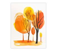 Artery8 Abstract Park Autumn Trees Watercolour Painting Living Room Extra Large XL Wall Art Poster Print