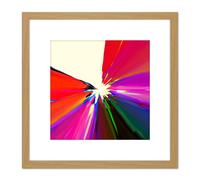 Abstract Pattern Design Colourful Floral Graphic 8X8 Inch Square Wooden Framed Wall Art Print Picture with Mount Artery8 Light Oak One Size