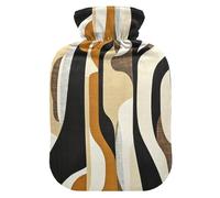 Abstract Pattern of Stripes Brown Black hot-Water Bottle with Soft Cover, 1L Warm Compress for Hand Feet Warmer,Hand Feet Warmer,bolsas de agua Caliente para Dolores