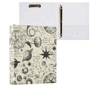 Abstract Pattern On Themed Horoscopes 1 And A Half Inch Binder Round Rings With Pockets Pack 1/2 Aesthetic Binder 200 Sheets