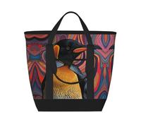 Abstract Pattern Penguin Insulated Cooler Bag, Large Cooler Tote Bags Insulated for Food, Insulated Grocery Shopping Bags with Zippered Top for Travel Picnic