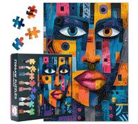 Abstract Patterns and Human Forms 1000-Piece Puzzle - Vibrant Pastel African Art Colorful Face for Puzzle Lovers | High-Definition Image, 50x70cm - Hours of Enjoyment
