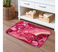 Abstract Peach Quick Dry Bath Mat, Swirly Circles Artistic Absorbent Non Slip Shower Mat, Spring Decorative Flannel Washable Bath Rugs for Bathroom Toilet Restroom 20x32 Inch