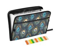 Abstract Peacock Feather Pattern Expanding File Folder A4,13 Pockets File Organiser, Paperwork A4 Plastic Wallet Document Storage Expander for School,Office and Home