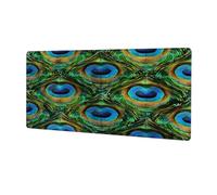 Abstract Peacock Feathers Pattern Extended Mouse Pad Large Desk Mat with Non Slip Rubber Base Stitched Edges Gaming Mouse Pad for Keyboard Office Home 30 x 80 CM