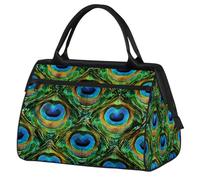 Abstract Peacock Feathers Pattern Travel Duffle Bag, Waterproof Weekender Carry-On Bag Large Capacity Overnight Duffel Sport Gym Bag for Women & Men