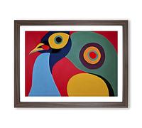 Abstract Peacock Framed Wall Art Print A2 Walnut