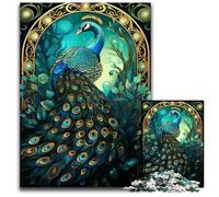 Abstract Peacock Kintsugi Puzzle 1000 Pieces Jigsaw Wooden Jigsaw Puzzles Interactive Family Game Ideal Family Activity Game 1000 PCS(75x50cm)