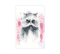 Abstract Persian Cat Watercolour Art Canvas Poster Bedroom Decor Landscape Office Room Decor Gift 16x24inch(40x60cm)