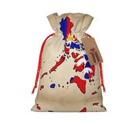 Abstract Philippine Flag Map02print Christmas Gift Bag, Drawstring Christmas Bags For Holiday Gifts, Party Favors