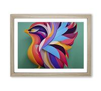 Abstract Phoenix Bird H1022 Framed Print for Living Room Bedroom Home Office Décor, Wall Art Picture Ready to Hang, Oak A3 Frame (46 x 34 cm)