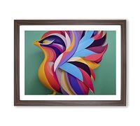 Abstract Phoenix Bird H1022 Framed Print for Living Room Bedroom Home Office Décor, Wall Art Picture Ready to Hang, Walnut A3 Frame (46 x 34 cm)
