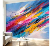 Abstract Photo Mural Wall Stickers, Art Design Graffiti Stripes Wallpaper 250 x 175 cm, Murals Wall Decor for Teen Kids Bedroom Playroom Home Office Decoration