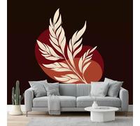 Abstract Photo Wallpaper 200 X 140 Cm - Non-Woven Premium Art Print Fleece Wall Mural Decoration Poster Picture Design Modern - Brown Leaf Veins Minimalism For Kids Bedroom Living Room