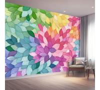 Abstract Photo Wallpaper Colorful Plants Rainbow Flowers Wall Mural, 250 x 175 cm Wall Paper for Kids Bedroom Living Room, Non-Woven Poster Picture Design Modern Murals Room Decor