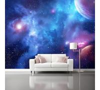 Abstract Photo Wallpaper Mural - Fantasy Galaxy Non-Woven Art Print Murals 200 x 140 cm (W x H), Blue Interior Decor Wallpaper for Bedroom Living Room TV Backdrop Home