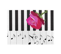 Abstract Piano Music And Red Rose Flowers,500 Pieces Puzzles for Adults-Wooden Jigsaw Puzzle for Adults Elderly