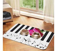 Abstract Piano Music And Red Rose Flowers,Waterproof Pet Feeding Mat,PU Leather Placemats for Cat Dog Water Bowl,Food Mats,30x45cm